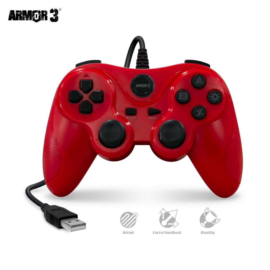PS3 / PC Wired Controller Red Armor 3