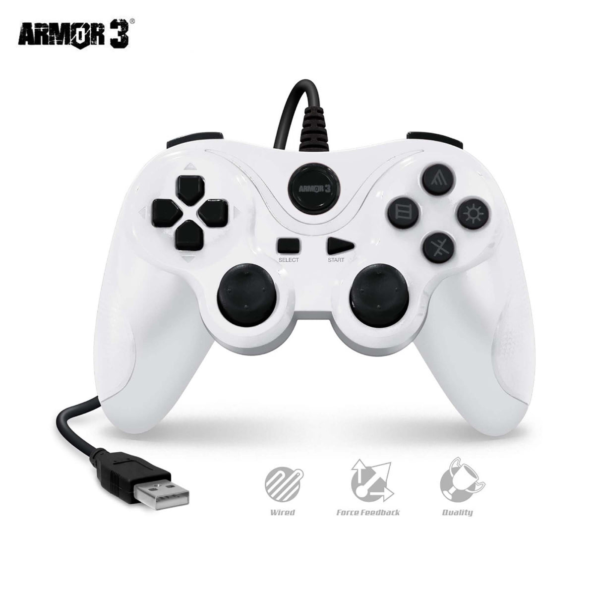 PS3 / PC Wired Controller White Armor 3