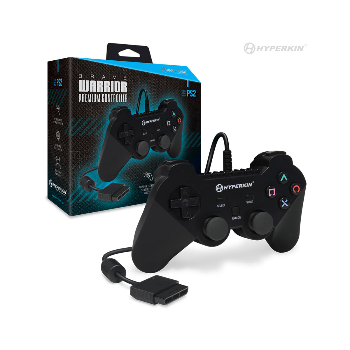 PS2 Wired Controller Black (Brave Warrior)