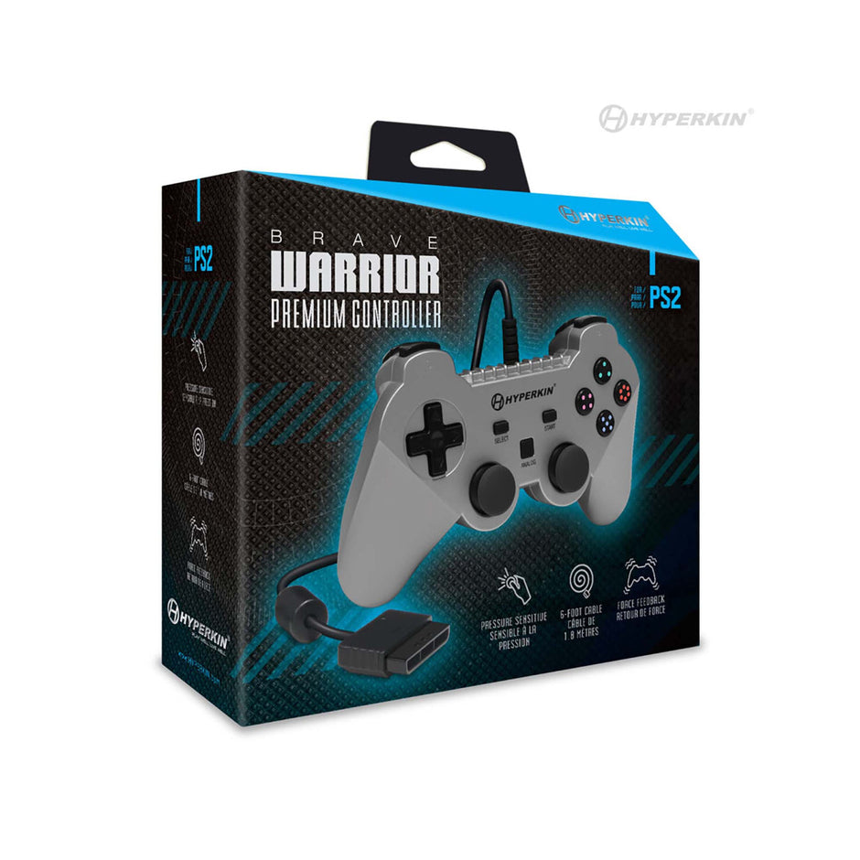 PS2 Wired Controller Silver (Brave Warrior)
