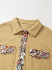 Printed Collared Neck Long Sleeve Jacket