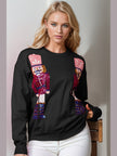 Double Take Full Size Nutcracker Sequin Long Sleeve Sweater