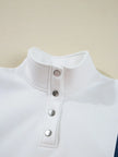 Colorblock Patchwork Half Button Baggy Sweatshirt