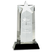10 Optic Crystal Star Column On Black Pedestal Base - Award - Custom Crafting Alliance, LLC