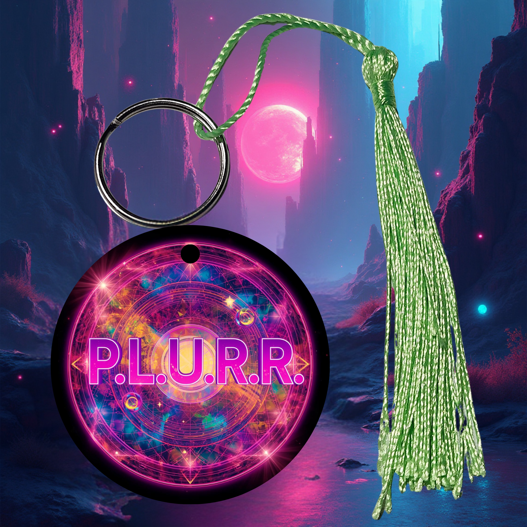 PLURR Aluminum Keychain for Raves and Festivals