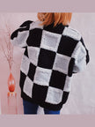 Checkered Round Neck Long Sleeve Sweater