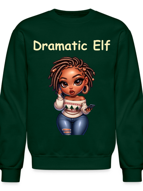 African American Women Christmas Dramatic Elf Crewneck Sweatshirt