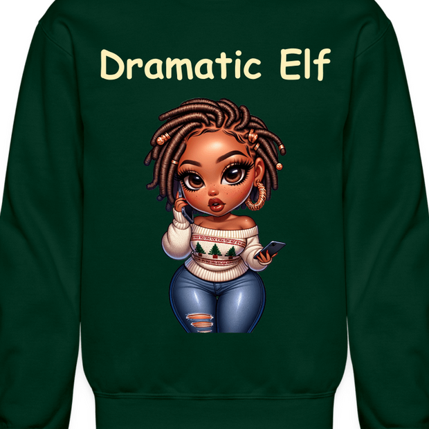 African American Women Christmas Dramatic Elf Crewneck Sweatshirt