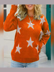 Women Star Pattern Round Neck Sweater