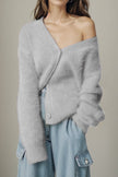 Women Button Up Dropped Shoulder Cardigan Sweaters