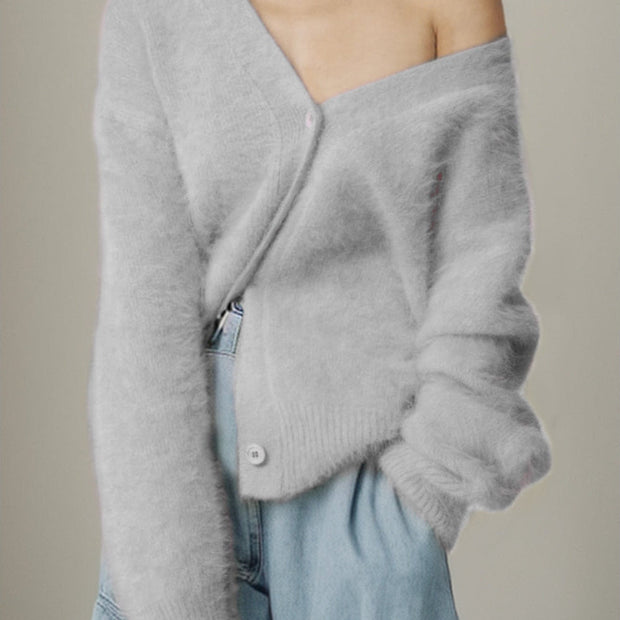 Women Button Up Dropped Shoulder Cardigan Sweaters