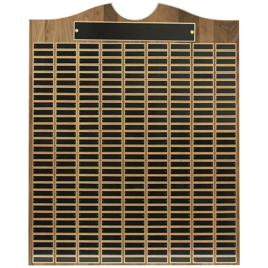 28 X 35 American Walnut Roster Solid Walnut Recognition Plaque W/ 270 Plates - Award - Custom Crafting Alliance, LLC