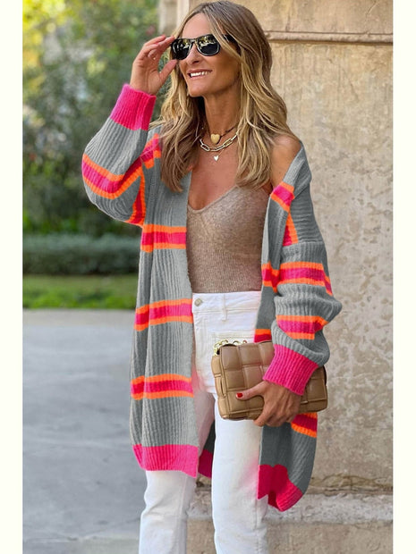 Women Ribbed Long Sleeve Cardigan Sweater