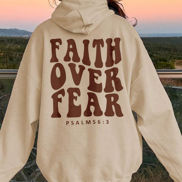 Women Faith Over Fear Dropped Shoulder Hoodie