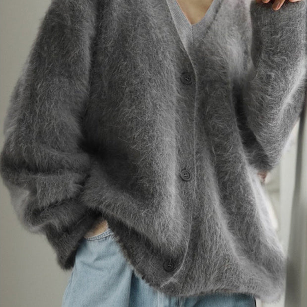 Women Button Up Dropped Shoulder Cardigan Sweaters