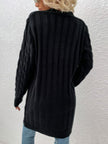 Women Cable-Knit Button Down Cardigan with Pockets