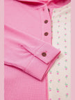 Color Block Button Detail Hoodie