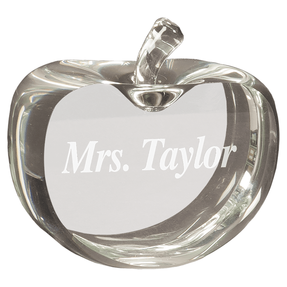 3 1/2" x 3 3/4" Flat Crystal Apple - Award - Custom Crafting Alliance, LLC