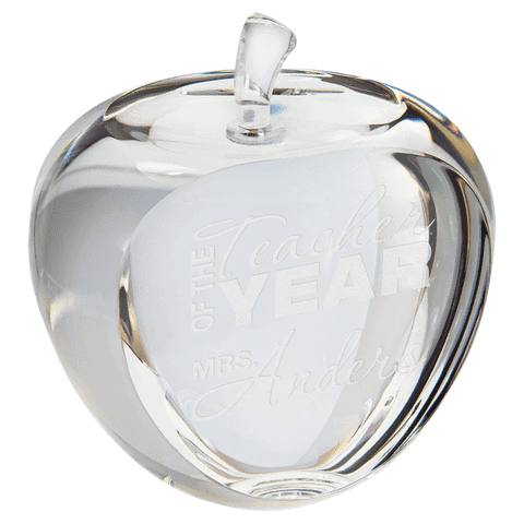 3 3/4" Crystal Apple with Flat Face - Award - Custom Crafting Alliance, LLC