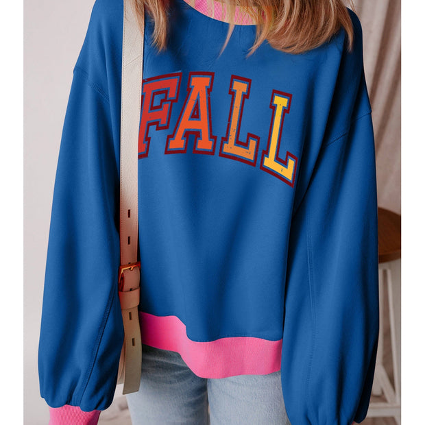 Women Letter Graphic Contrast Long Sleeve Sweatshirt