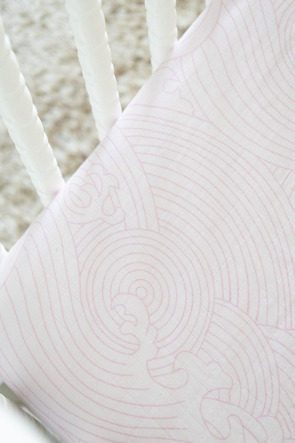 Organic Bamboo Cotton Blend Standard Crib Sheet in Pink Crashing Sea Waves
