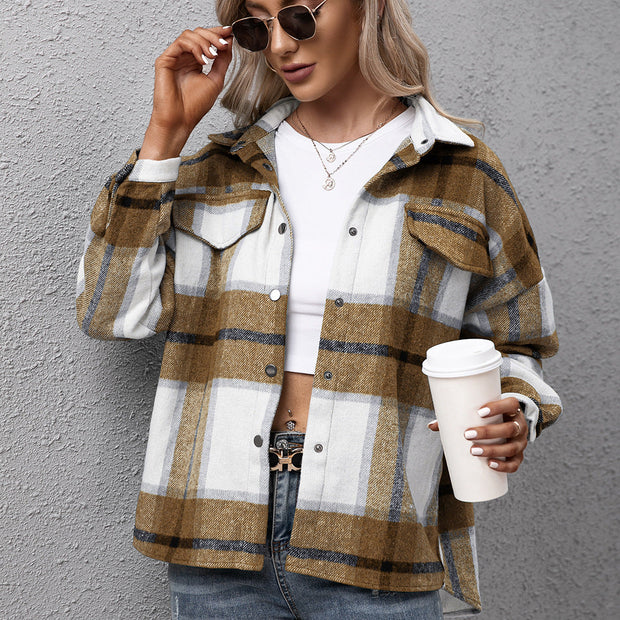 Ivy Lane Plaid Long Sleeve Shirt Jacket