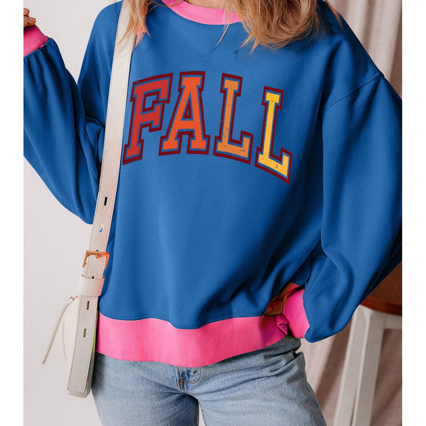 Women Letter Graphic Contrast Long Sleeve Sweatshirt