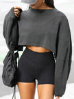 Round Neck Long Sleeve Crop Sweatshirt