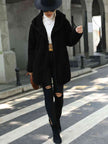 Women Open Front Ribbed Hooded Coat