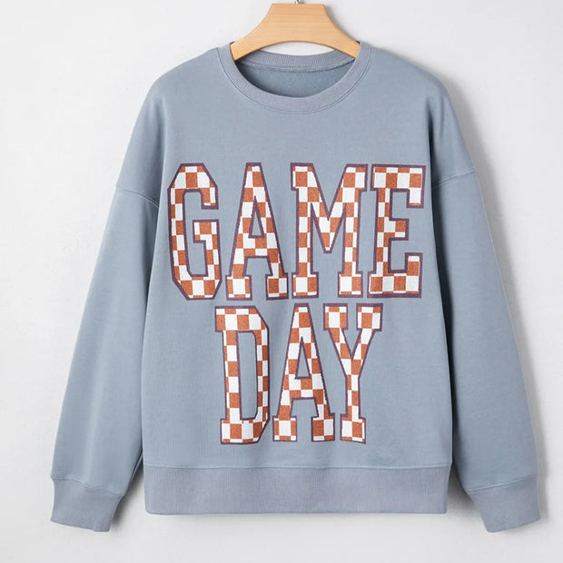 Game Day Checkered Oversized Sweatshirt