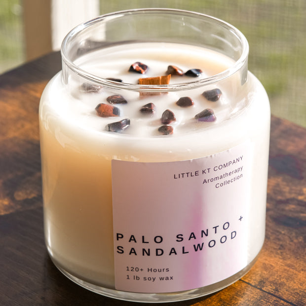 Palo Santo & Sandalwood Wood Wick Candle – Luxury Aromatherapy