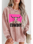 Women Cowboy Graphic Round Neck Sweatshirt