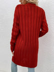 Women Cable-Knit Button Down Cardigan with Pockets