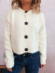 Women Button-Up Raglan Sleeve Cardigan Sweater