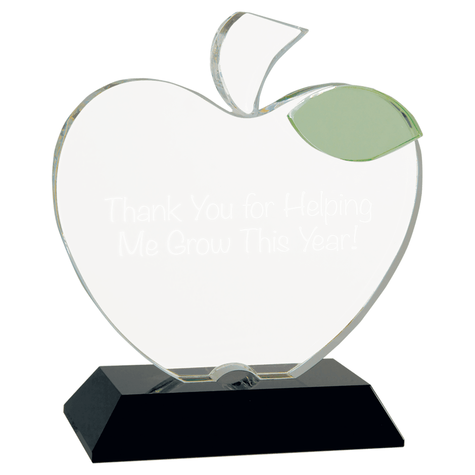5 1/2" x 6 1/4" Crystal Apple on Black Base - Award - Custom Crafting Alliance, LLC