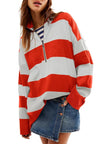 Striped Half-Zip Oversized Sweatshirt
