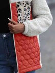 Women Leopard Color Block Zip-Up Jacket