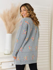 Women Star Pattern Open Front Cardigan Sweater with Pockets