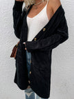 Women Cable-Knit Button Down Cardigan with Pockets