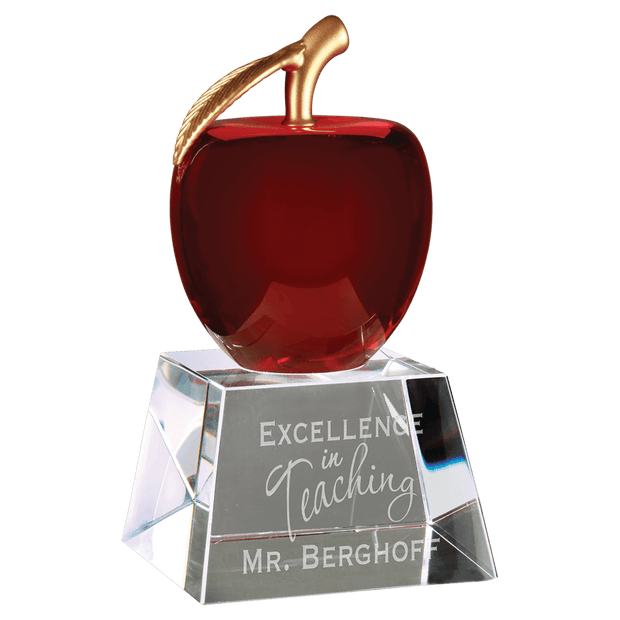 6" Red Crystal Apple with Clear Base - Custom Crafting Alliance, LLC