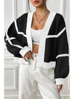 Women Contrast Open Front Long Sleeve Cardigan