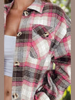Women Plaid Button Up Long Sleeve Shacket