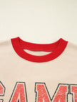 GAME DAY Letter Graphic Round Neck Sweatshirt