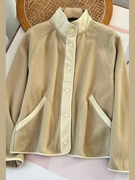 Women Double Take Snap Down Raglan Sleeve Jacket with Pockets