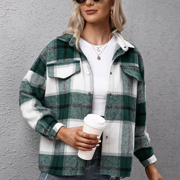 Ivy Lane Plaid Long Sleeve Shirt Jacket