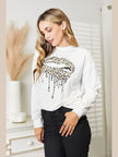 Women Simply Love Graphic Dropped Shoulder Round Neck Sweatshirt