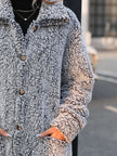 Women Pocketed Collared Neck Long Sleeve Plush Jacket