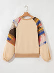 Women Sequined Western Horses Bubble Sleeve Sweatshirt