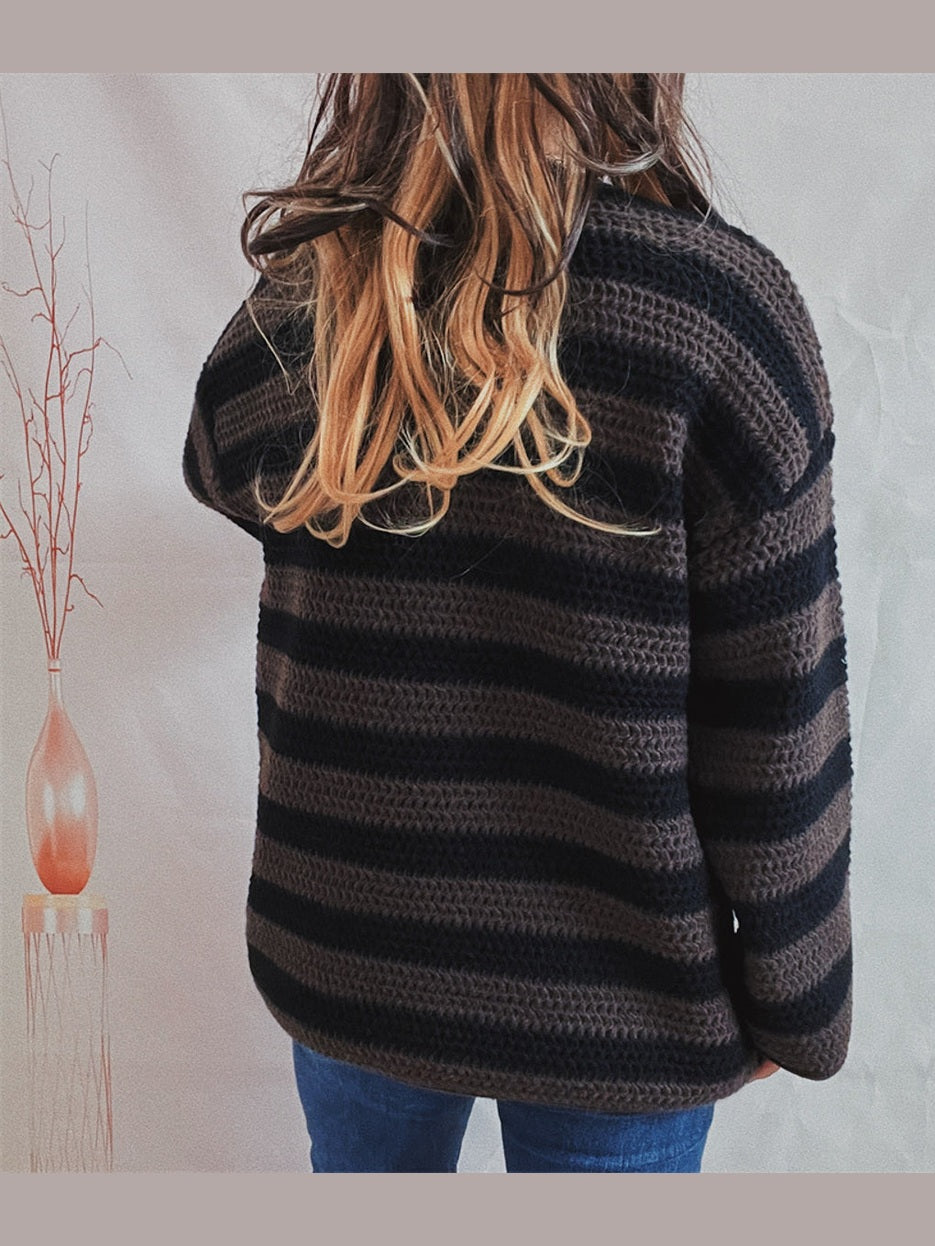 Striped Round Neck Long Sleeve Sweater