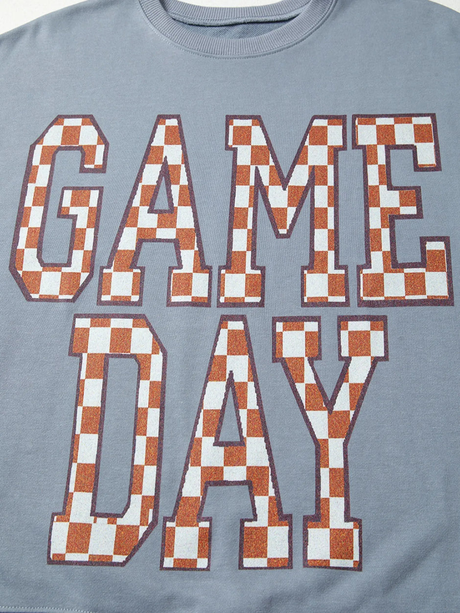 Game Day Checkered Oversized Sweatshirt